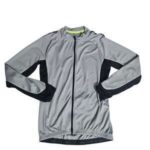 ARSUXEO Mens Long Sleeve Cycling Jersey Grey Black Full Zip Bike Shirt Size M